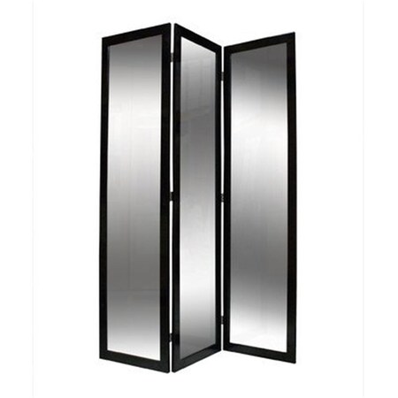 Screen Gems Mirror Room Divider- Black Lacquer SG-203